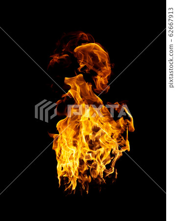 real and hot flames are burning on a black real and hot flames are burning on a black 62667913