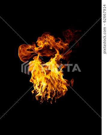 real and hot flames are burning on a black real and hot flames are burning on a black 62667914