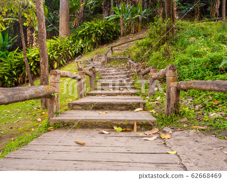 Old stone staircase, walkway steps on the mountain 62668469