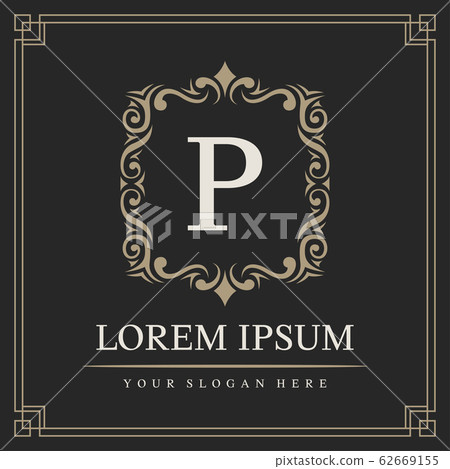 Luxury logo template, Initial letter type P, vector illustration 62669155