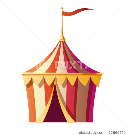 Festival tent with red white stripes on funfair 62669751