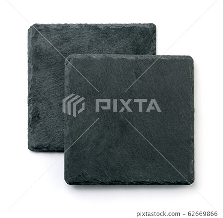 Top view of two black square slate plate 62669866