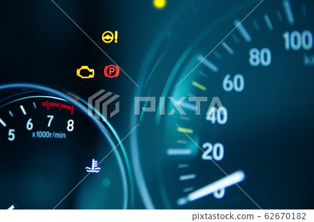 Modern car dashboard with warning lights Modern car dashboard with warning lights 62670182