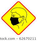 Sign badge warning to use a medical face mask 62670211