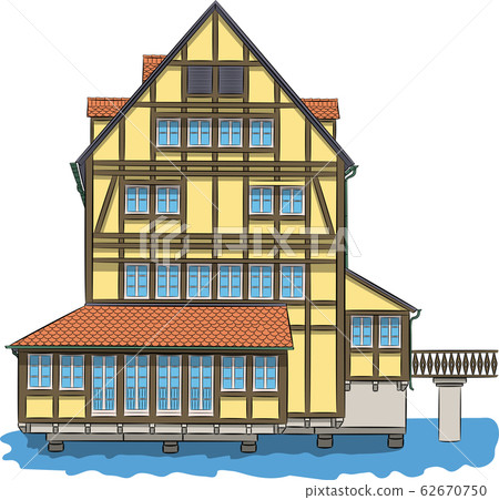 Facade of an old house over a canal in in Bamberg. Facade of an old house over a canal in in Bamberg. 62670750