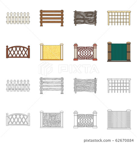Vector design of gate and fence logo. Set of gate and wall stock symbol for web. Vector design of gate and fence logo. Set of gate and wall stock symbol for web. 62670884