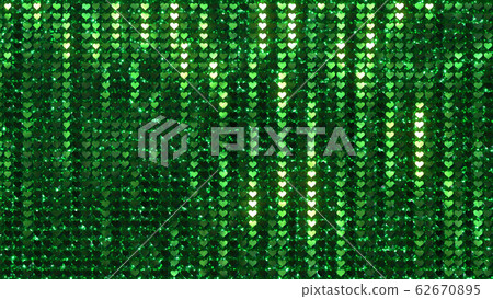 Glitter heart sequins curtain metal background 62670895