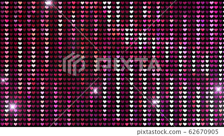 閃光的心亮片窗簾金屬背景 62670905