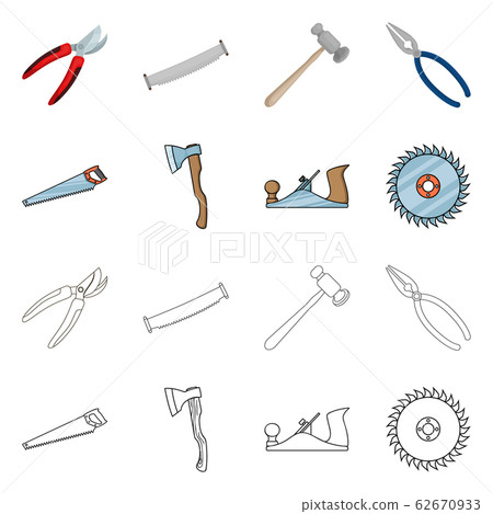 Vector illustration of tool and construction symbol. Collection of tool and carpentry vector icon for stock. 62670933