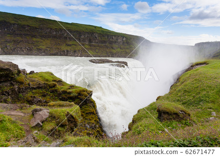 Gullfoss falls in summer season view, Iceland Gullfoss falls in summer season view, Iceland 62671477