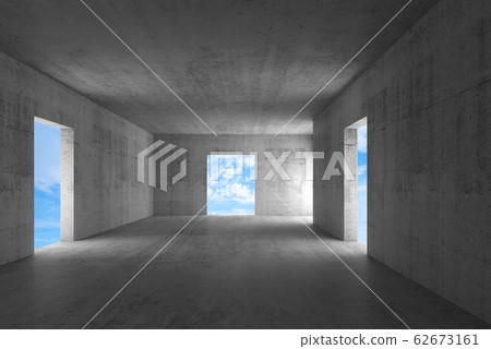 Abstract empty concrete corridor with blue sky Abstract empty concrete corridor with blue sky 62673161