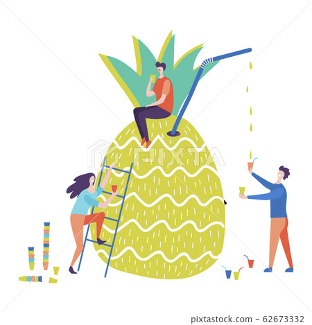 People get and drink pineapple juice vector illustration People get and drink pineapple juice vector illustration 62673332