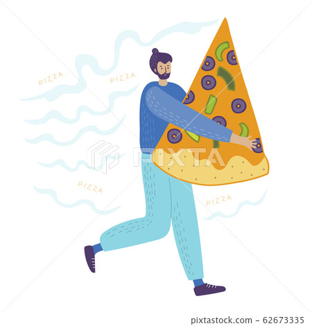 Man carries pizza cartoon character vector illustration 62673335