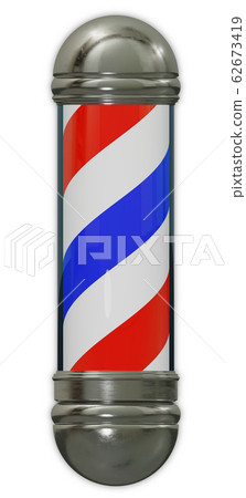 men haircut barbershop blue and red spiral pole 62673419