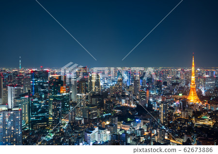東京城市景觀夜景（東京都港區）2020年2月 62673886