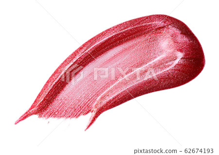 Lip gloss sample isolated on white. Smudged pink lipgloss. 62674193
