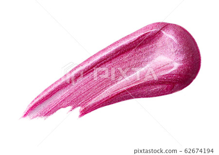 Lip gloss sample isolated on white. Smudged pink lipgloss. Lip gloss sample isolated on white. Smudged pink lipgloss. 62674194