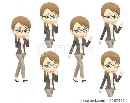 [Walking pose A] Caucasian female casual ponytail oblique 62674314
