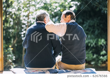 Senior man and his friend Senior man and his friend 62676566