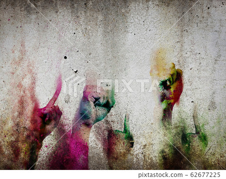 Abstract hand doodle painted on old concrete wall Abstract hand doodle painted on old concrete wall 62677225