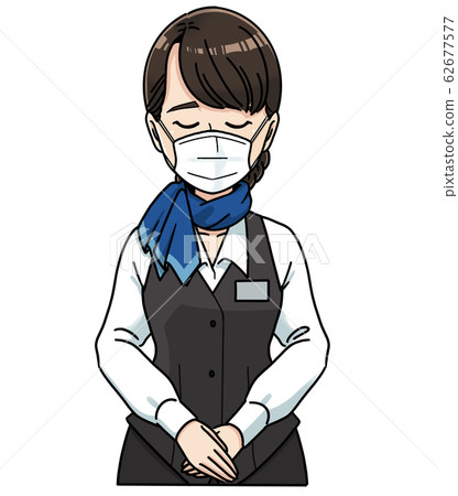Female clerk corresponding to mask 62677577