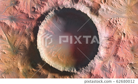 Mars Planet, Crater top view 3d illustration 62680012