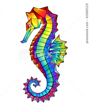 Rainbow polygonal seahorse Rainbow polygonal seahorse 62680529