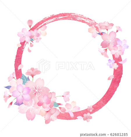Material-Parts-Japanese-Japanese paper-Japanese style-Japanese pattern-Spring-Cherry-Pink-Circle-Frame 62681285