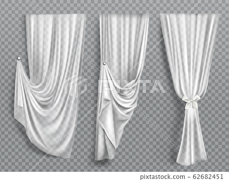 White window curtains on transparent background 62682451