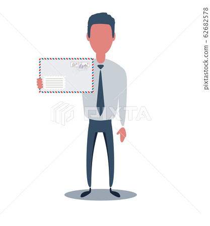Businessman or clerk. Male character in trendy simple style with objects, flat vector illustration. 62682578