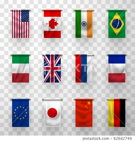 Flags Of World Countries 3d Banners Stock Illustration