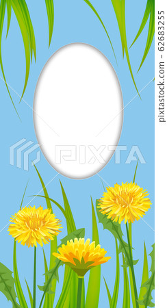 Spring card of floral flowers dandelions and daisies, chamomiles, grass background. Colorful spring vertical banner social media stories wallpaper. Vector illustration isolated Spring card of floral flowers dandelions and daisies, chamomiles, grass background. Colorful spring vertical banner social media stories wallpaper. Vector illustration isolated 62683255