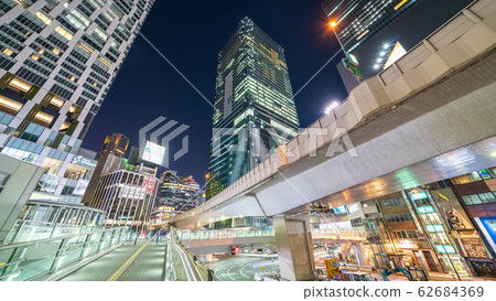 澀谷夜景城市景觀澀谷站路口 澀谷夜景城市景觀澀谷站路口 62684369