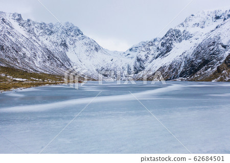 Aerial view of Glacier. Ice lake in Lofoten 62684501