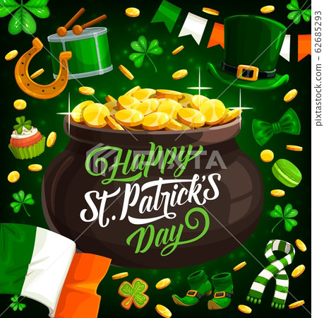 Patricks Day Irish holiday pot with gold 62685293