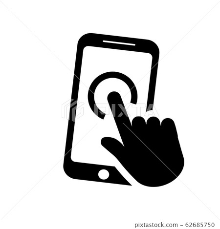 Icon smartphone in flat style with hand 62685750