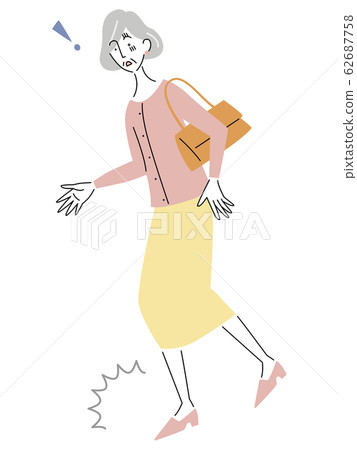 Senior woman stumbles 62687758