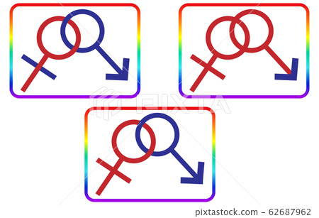 象形圖：男性和前男性夫婦，女性和前女性夫婦，男性和女性夫婦標記，彩虹線 62687962