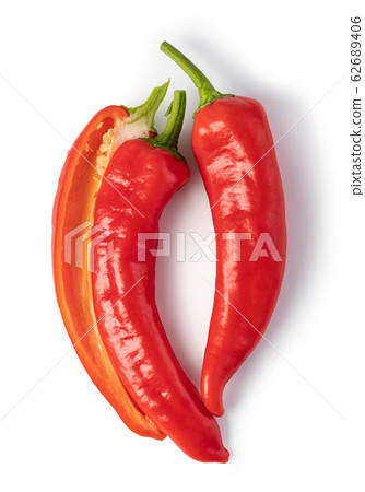 Red chili pepper on a white background 62689406