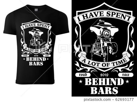 Black T-shirt Design with Motorcyclist Black T-shirt Design with Motorcyclist 62693177