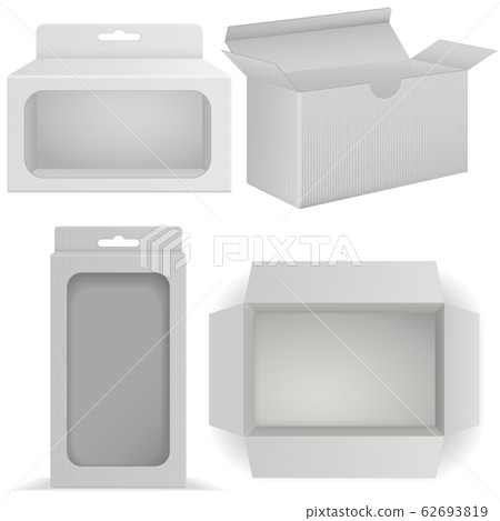 White boxes with transparent side windows 62693819
