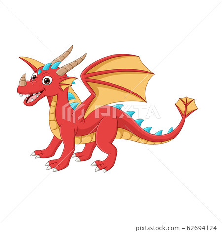 Cartoon happy red dragon on white background Cartoon happy red dragon on white background 62694124