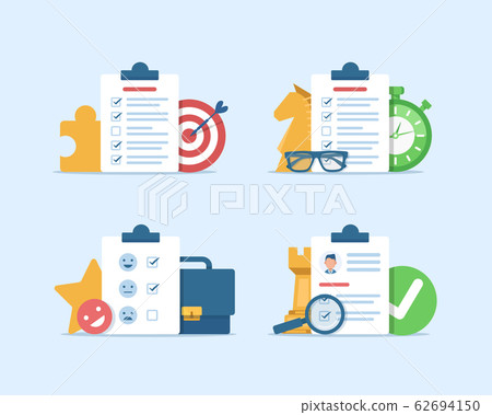 Clipboard with checklist in a flat style,flat design icon vector illustration Clipboard with checklist in a flat style,flat design icon vector illustration 62694150