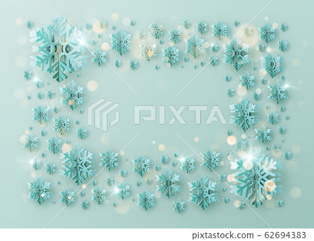 Merry Christmas and Happy New Year greeting template frame with foil snowflakes for holiday posters, placards, banners, flyers and brochures. EPS 10 Merry Christmas and Happy New Year greeting template frame with foil snowflakes for holiday posters, placards, banners, flyers and brochures. EPS 10 62694383