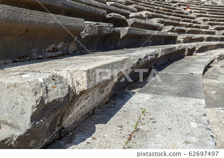A close-up view of an ancient amphitheater in A close-up view of an ancient amphitheater in 62697497