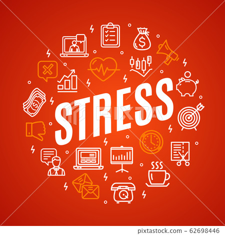 Stress Signs Round Design Template Thin Line... - Stock Illustration ...