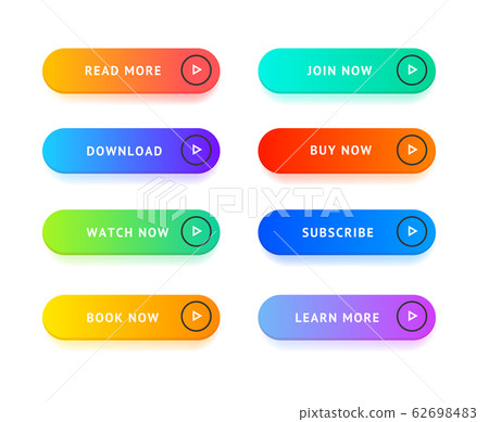 Realistic Detailed 3d Color Button Template Set. Vector Realistic Detailed 3d Color Button Template Set. Vector 62698483