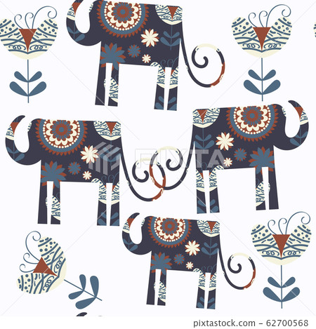 Elephant seamless pattern in vector. It is located Elephant seamless pattern in vector. It is located 62700568
