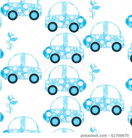 Seamless vector watercolor pattern with car. It is Seamless vector watercolor pattern with car. It is 62700670