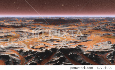 Mars Planet Surface With Dust Blowing. 3d illustration Mars Planet Surface With Dust Blowing. 3d illustration 62701090